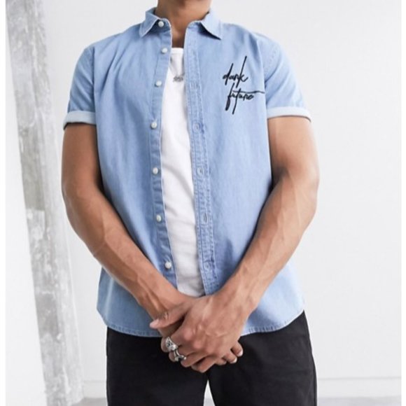 ASOS Dark Future Brushed Flannel Slim Denim - Picture 1 of 8